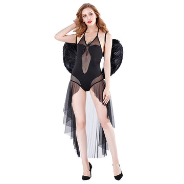 Halloween Cosplay Sexy Ángel Vestido Negro de Fiesta o Carnaval para Adultos Femenino